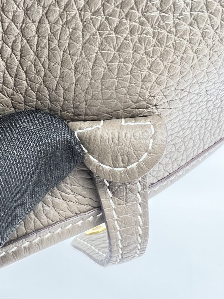 Hermes Mini Evelyne Clemence Etoupe/Bleu Indigo GHW