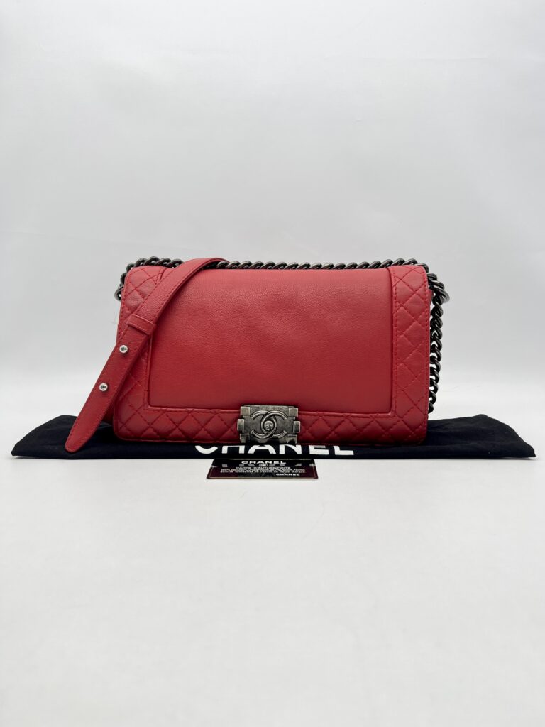 Chanel Boy Reverso Medium Calfskin Red RHW