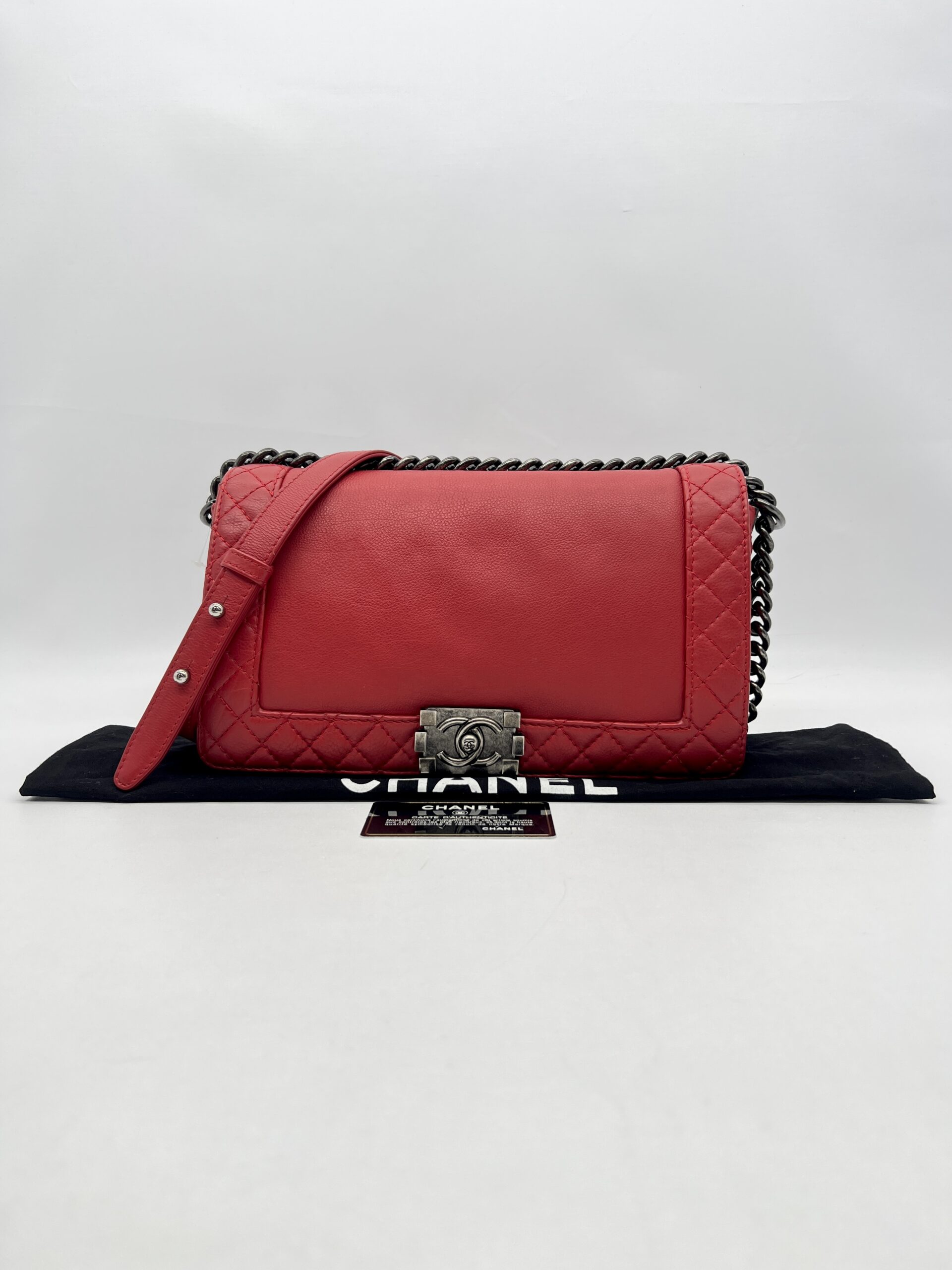 Chanel Boy Reverso Medium Calfskin Red RHW