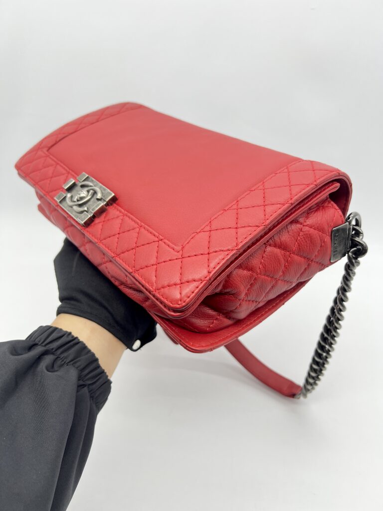 Chanel Boy Reverso Medium Calfskin Red RHW
