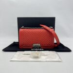 Chanel Boy 25 Chevron Red RHW