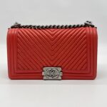Chanel Boy 25 Chevron Red RHW