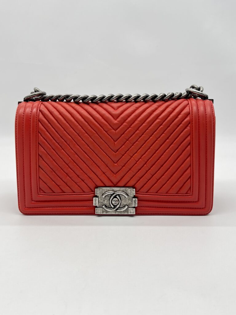 Chanel Boy 25 Chevron Red RHW
