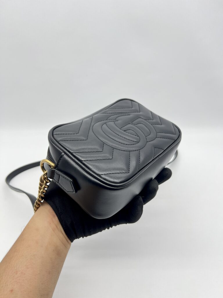 Gucci Mini Marmont Camera Bag Black GHW