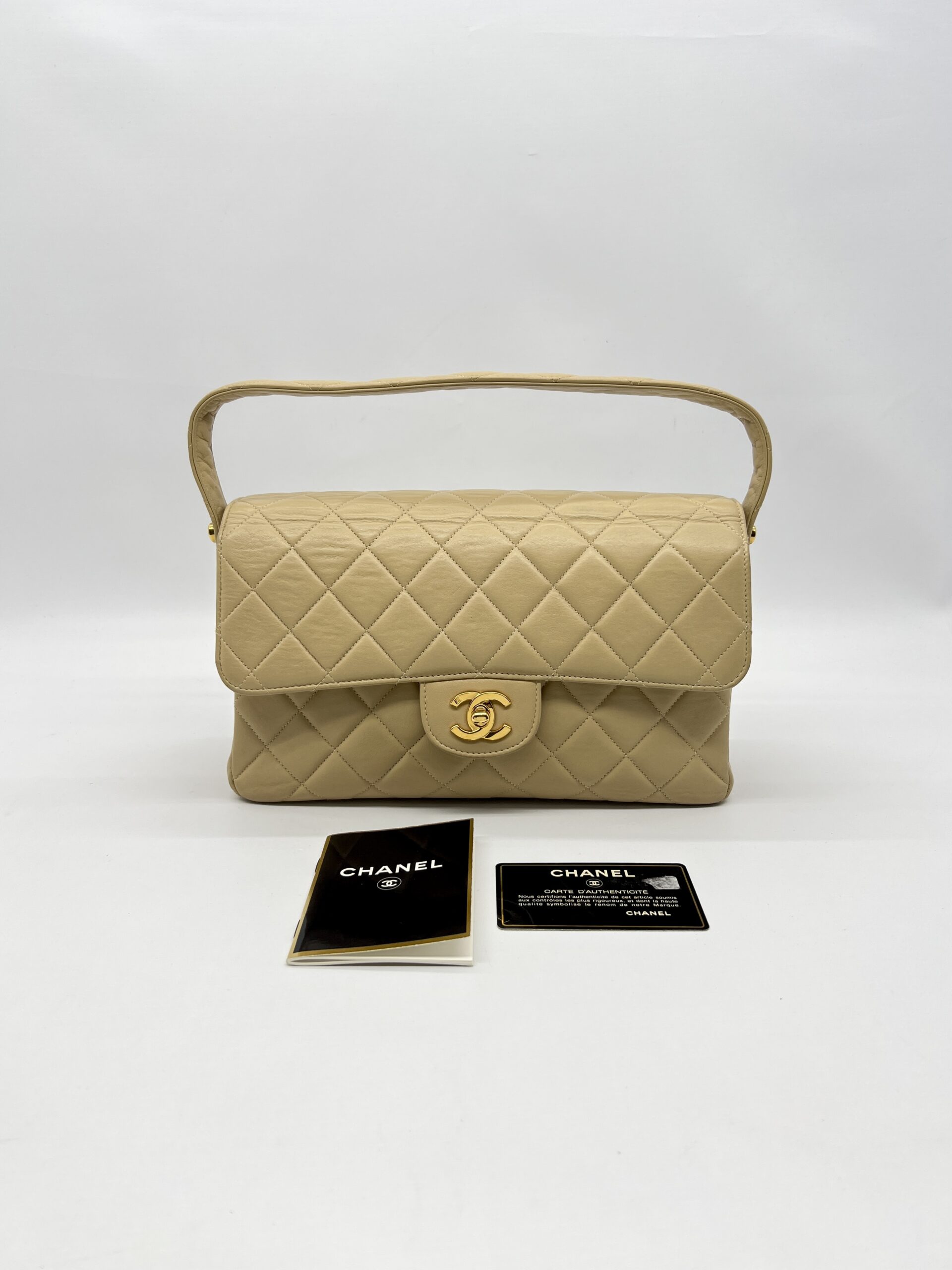 Chanel Double Face Flao Shoulder Bag Beige GHW
