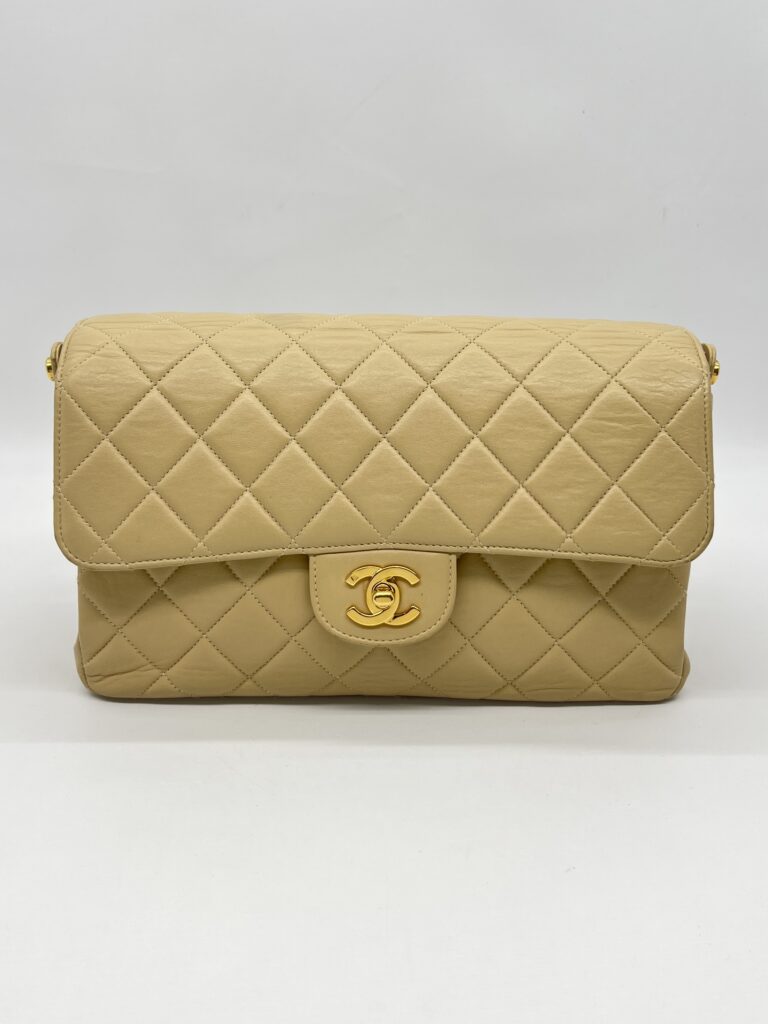 Chanel Double Face Flao Shoulder Bag Beige GHW