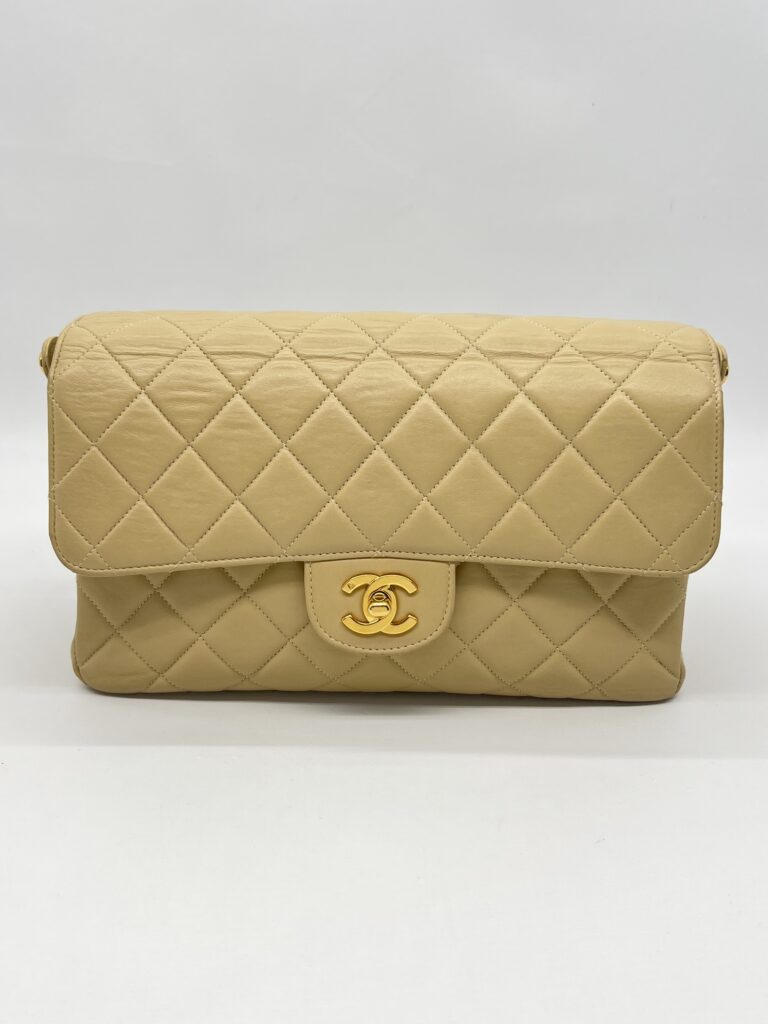 Chanel Double Face Flao Shoulder Bag Beige GHW