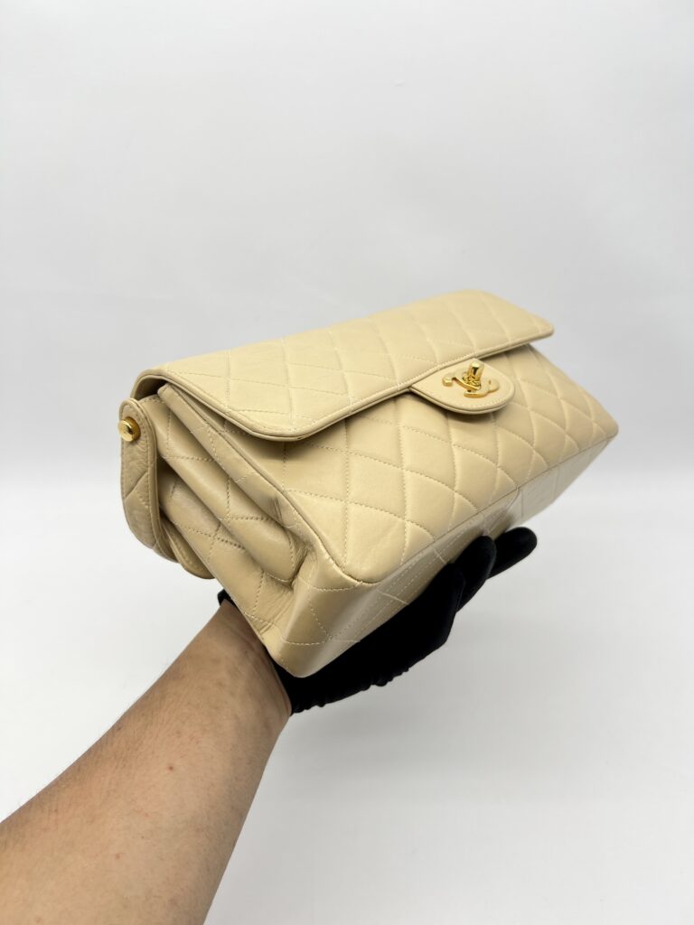 Chanel Double Face Flao Shoulder Bag Beige GHW