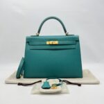 Hermes Kelly 32 Epsom Bleu Paon GHW