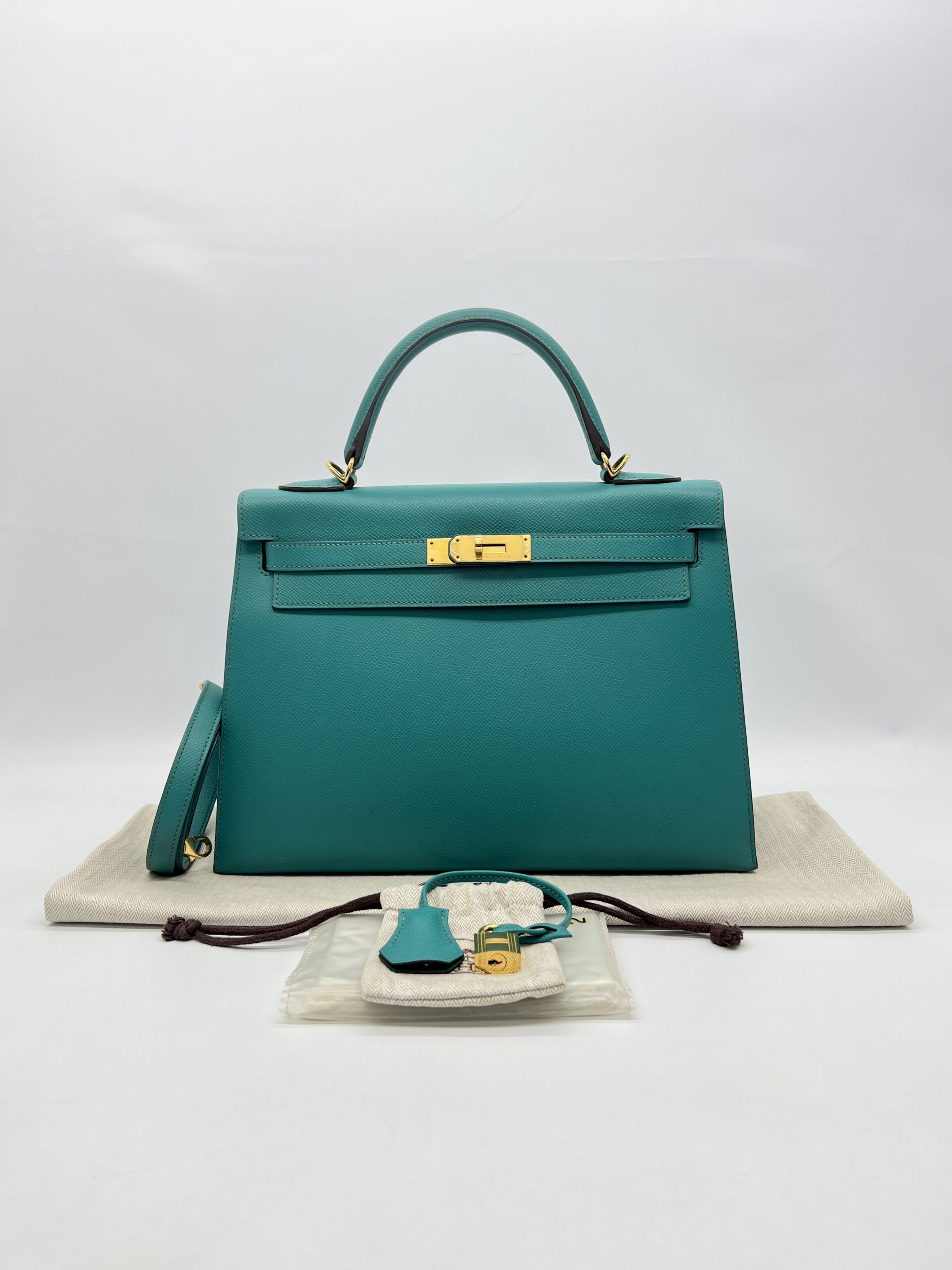 Hermes Kelly 32 Epsom Bleu Paon GHW