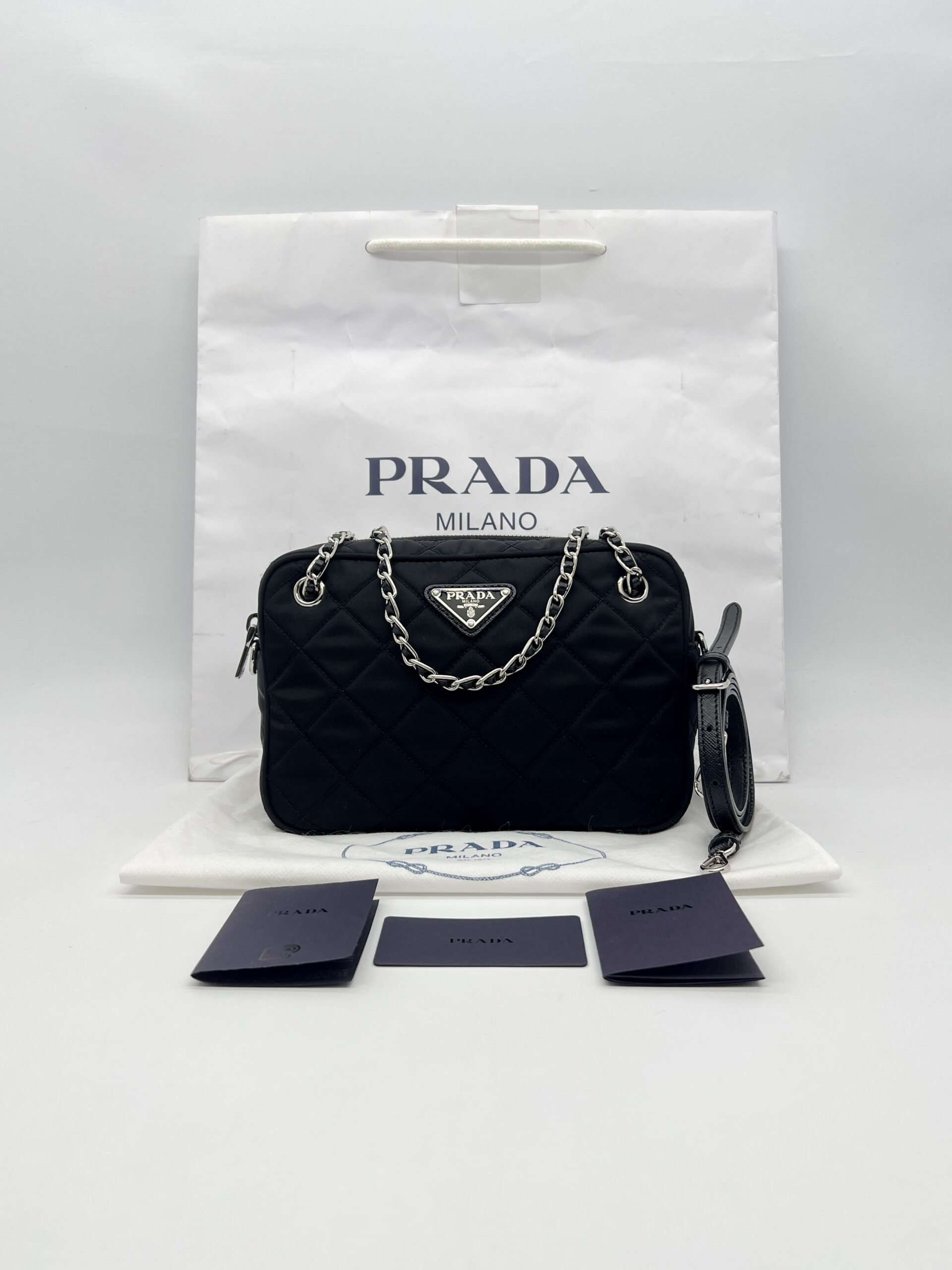 Prada Impuntu Shoulder Bag Nylon Black SHW