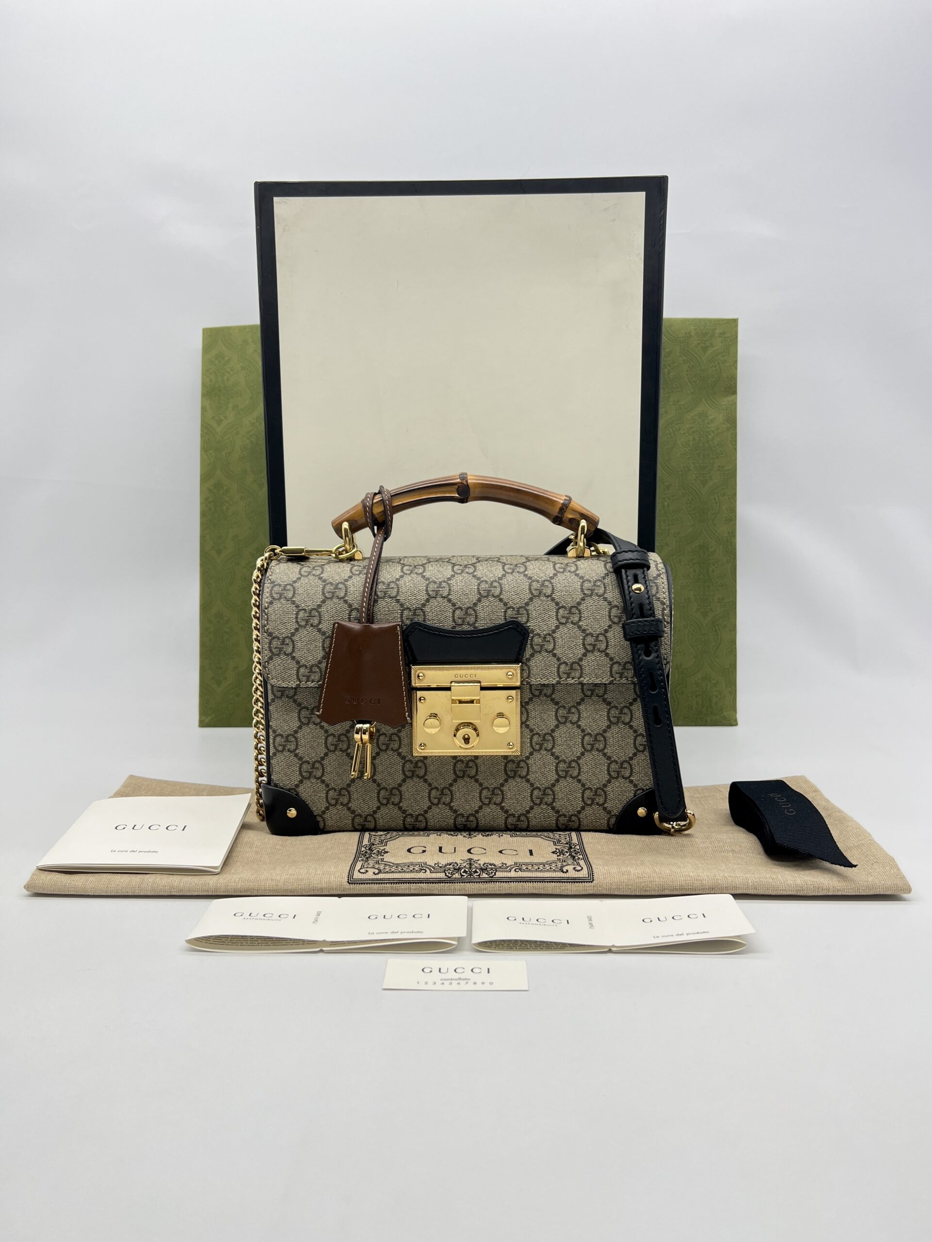 Gucci Padlock Bamboo GG Supreme Brown Black GHW
