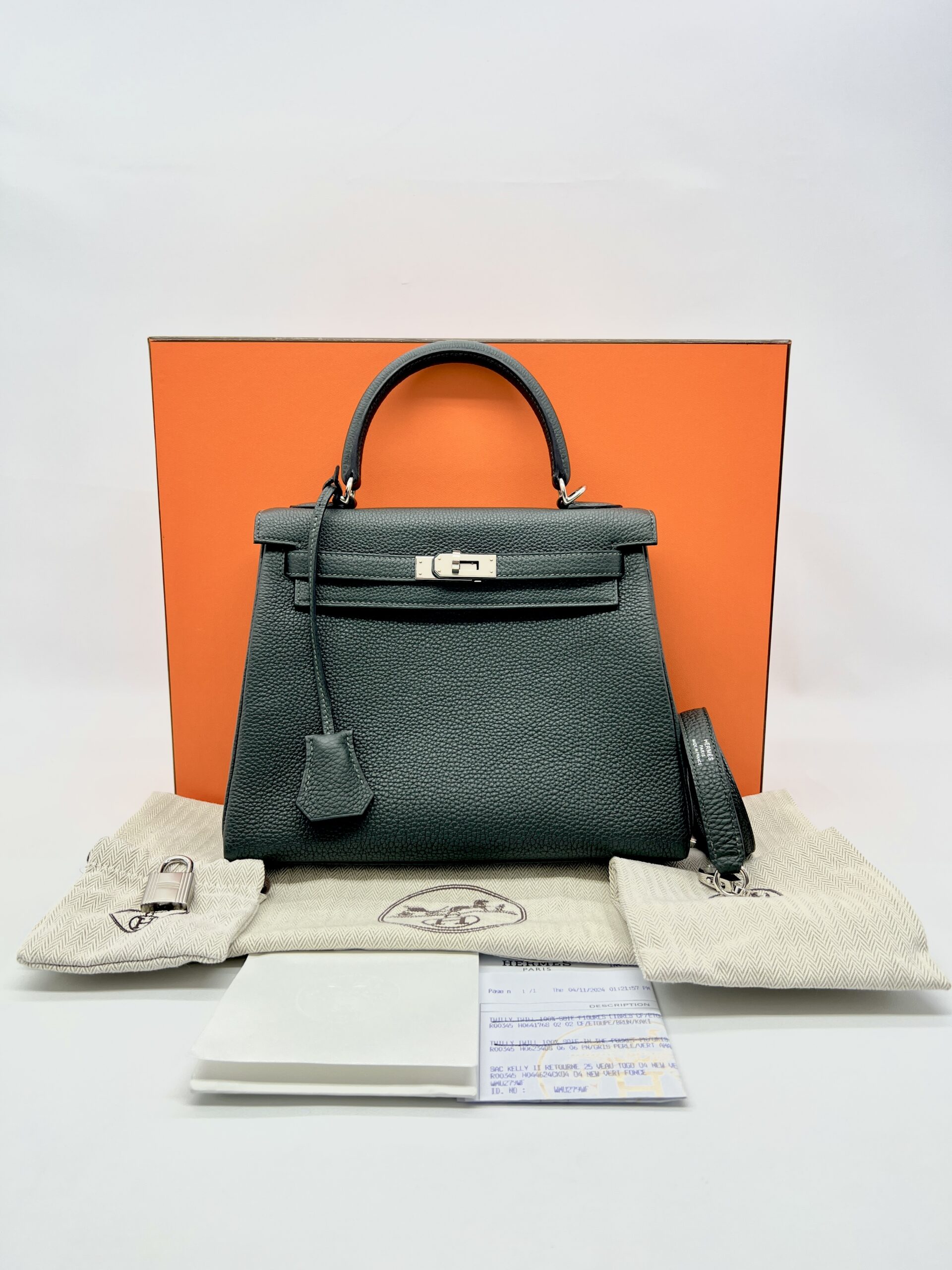 Hermes Kelly 25 Togo Vert Fonce PHW