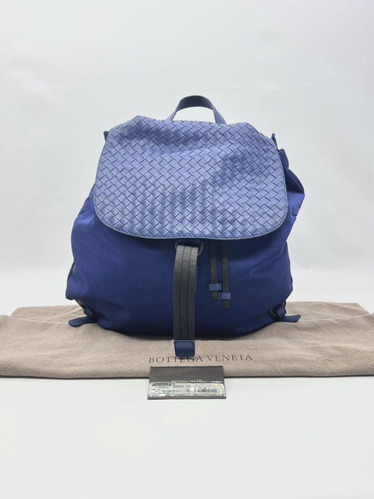 Bottega Veneta Backpack Flap Intrecciato Canvas Blue