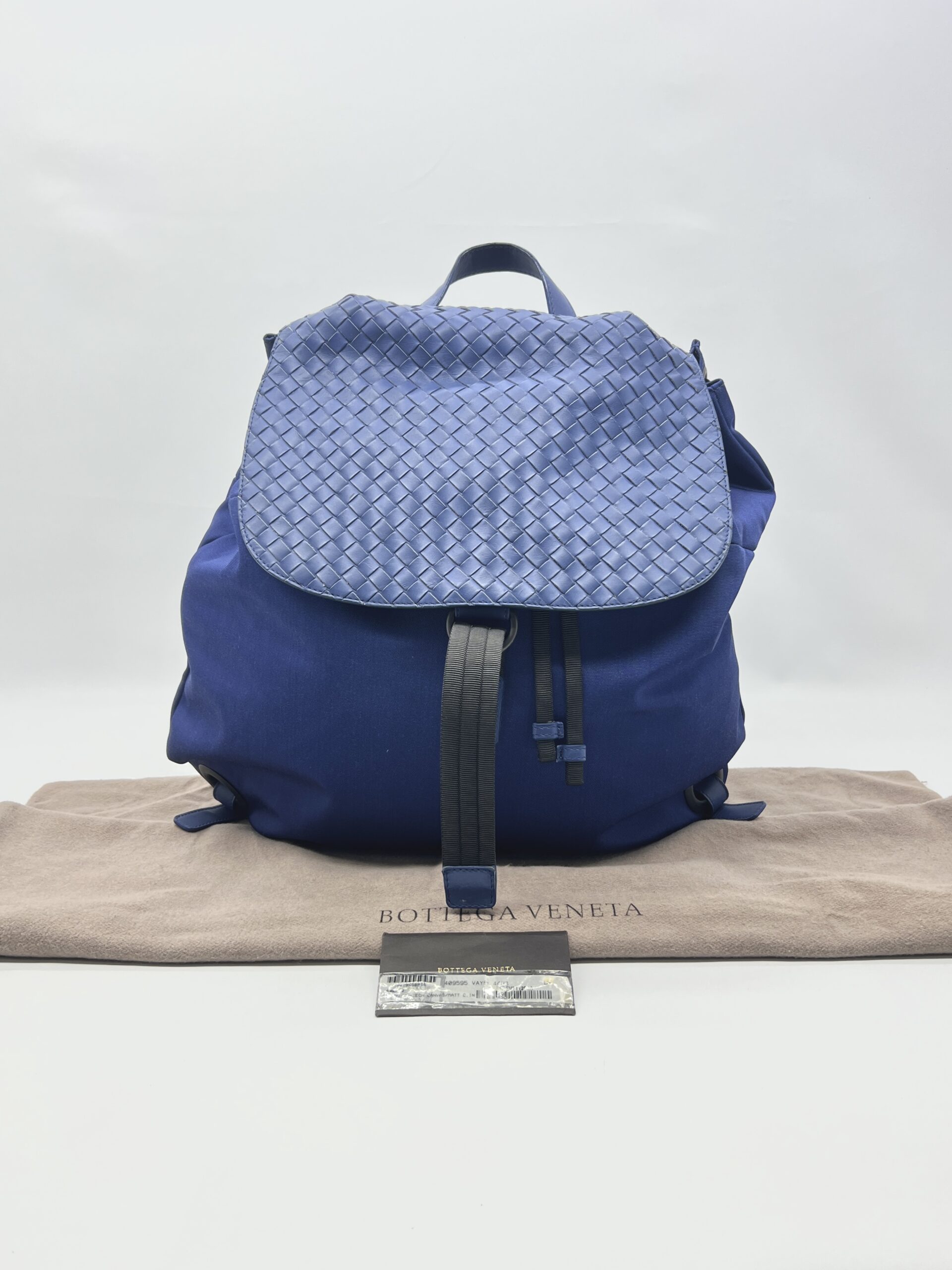 Bottega Veneta Backpack Flap Intrecciato Canvas Blue