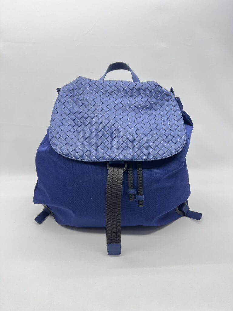 Bottega Veneta Backpack Flap Intrecciato Canvas Blue