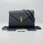 Saint Laurent Envelope Large Bag Grained Black GHW