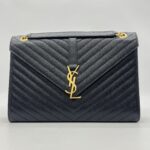 Saint Laurent Envelope Large Bag Grained Black GHW