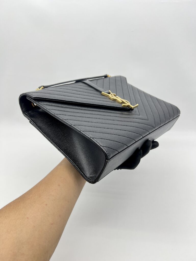 Saint Laurent Envelope Large Bag Grained Black GHW
