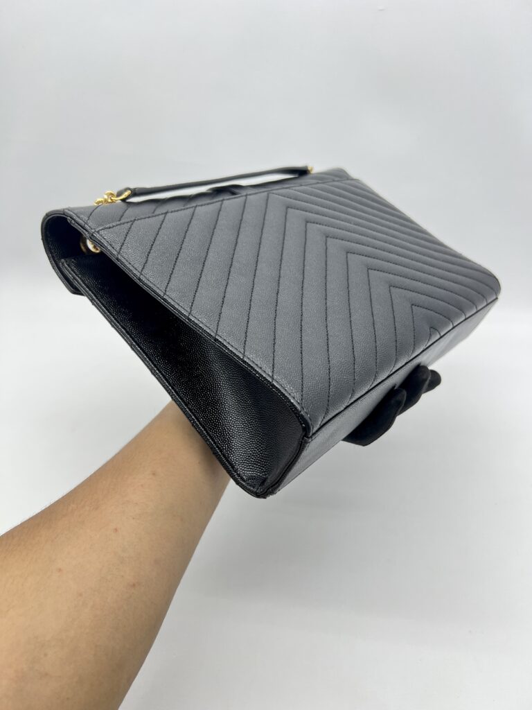 Saint Laurent Envelope Large Bag Grained Black GHW