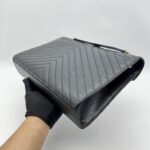 Saint Laurent Envelope Large Bag Grained Black GHW