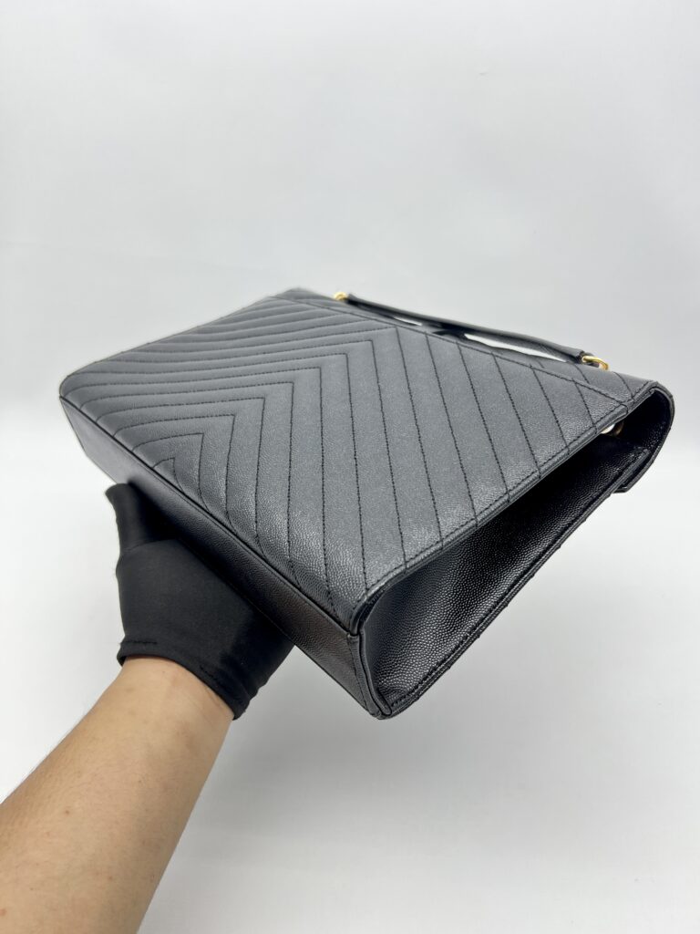 Saint Laurent Envelope Large Bag Grained Black GHW