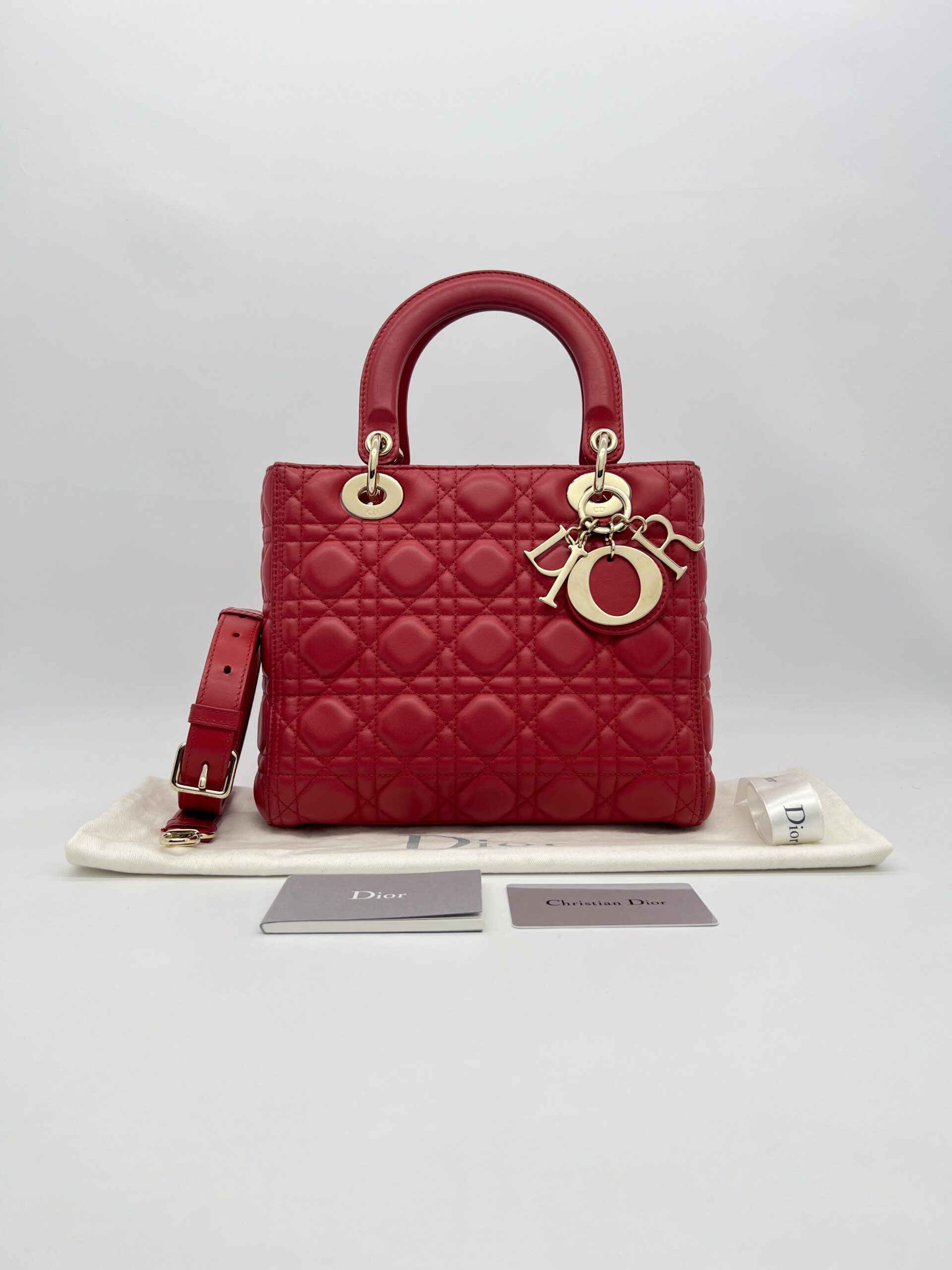 Dior Lady Dior Medium Red GHW