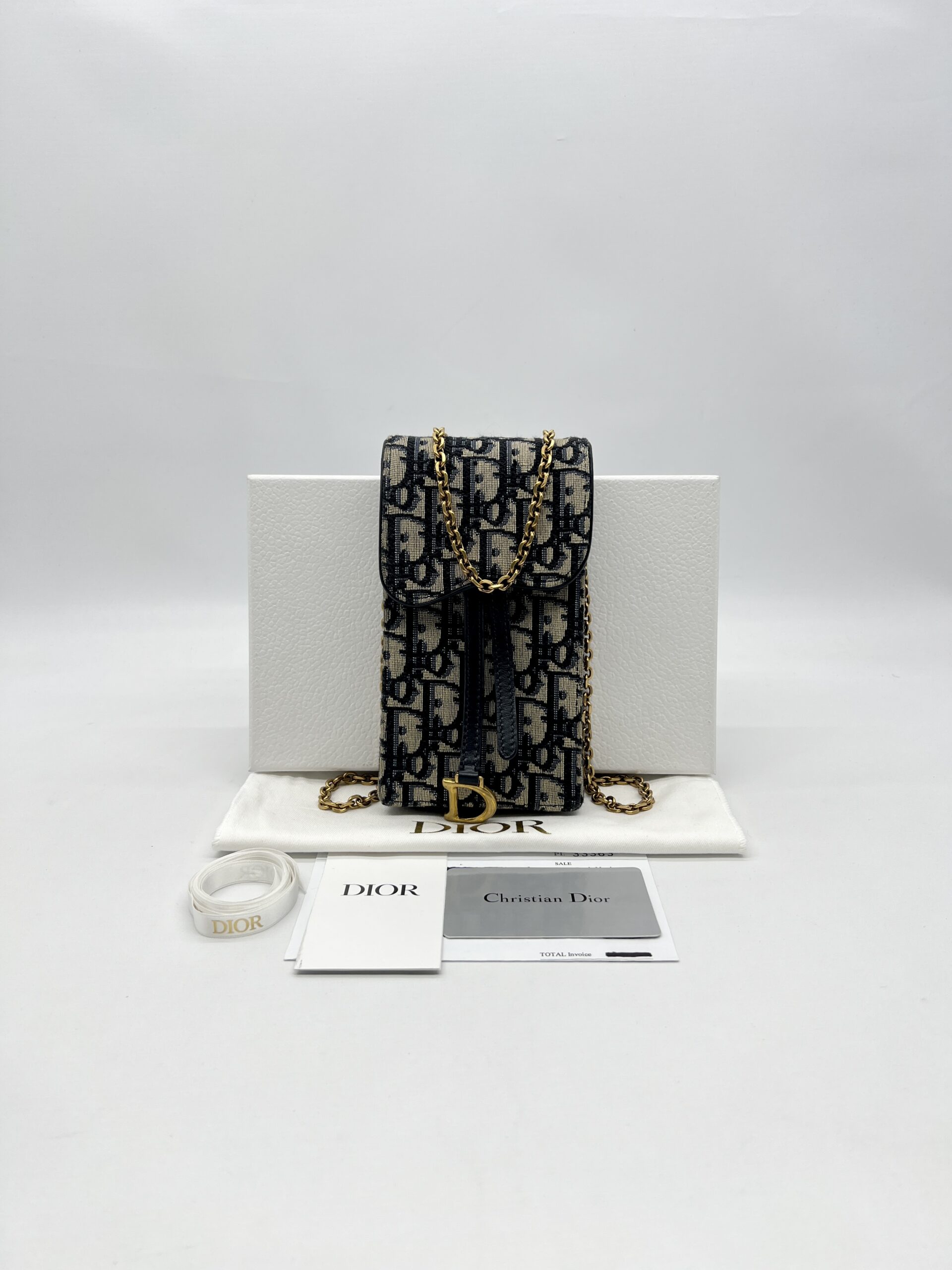 Dior Verticale Saddle Pouch Blue Dior Oblique Jacquard