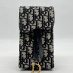 Dior Verticale Saddle Pouch Blue Dior Oblique Jacquard