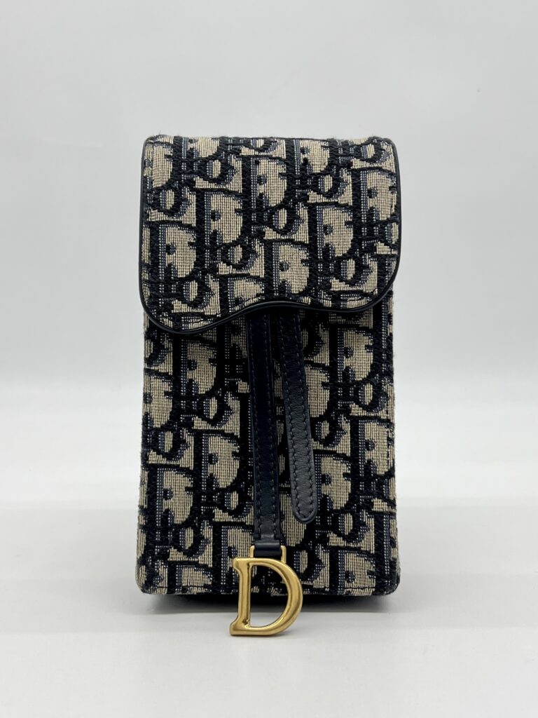 Dior Verticale Saddle Pouch Blue Dior Oblique Jacquard