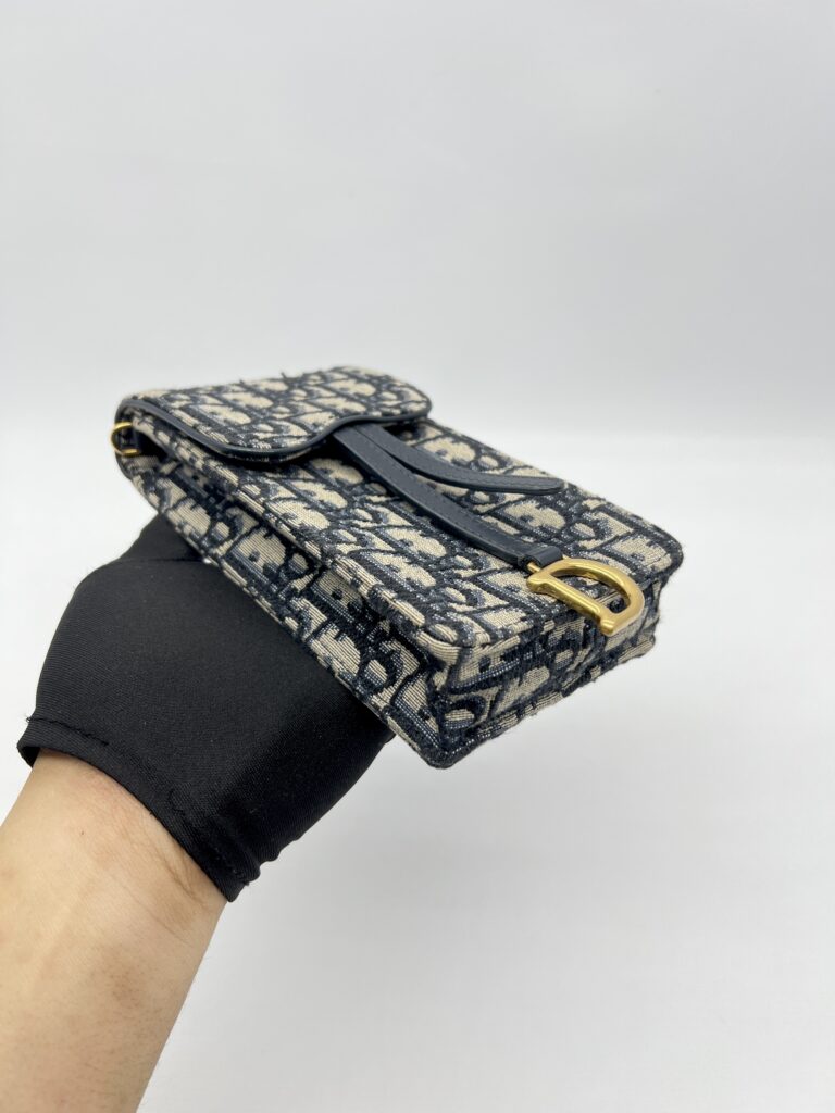 Dior Verticale Saddle Pouch Blue Dior Oblique Jacquard