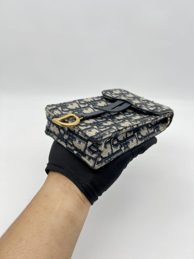 Dior Verticale Saddle Pouch Blue Dior Oblique Jacquard