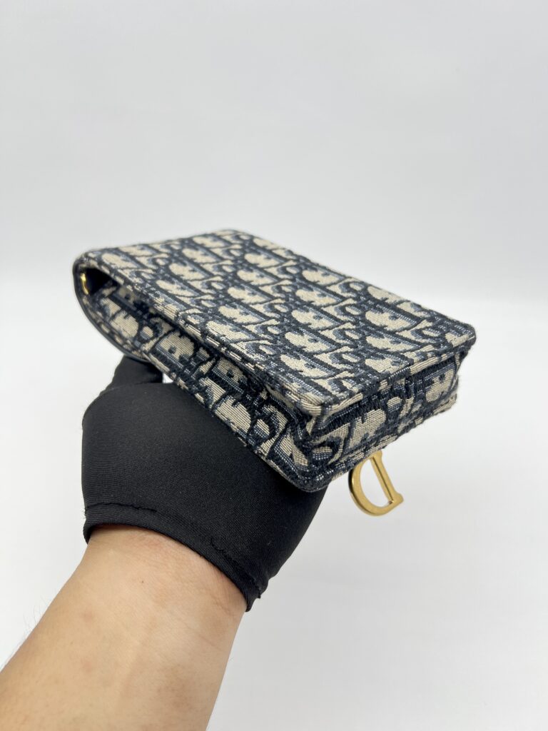 Dior Verticale Saddle Pouch Blue Dior Oblique Jacquard