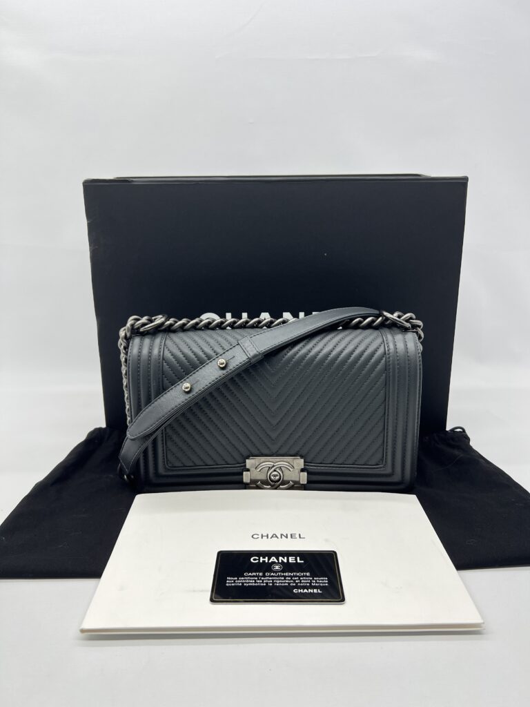 Chanel Boy 25 Chevron Grey RHW