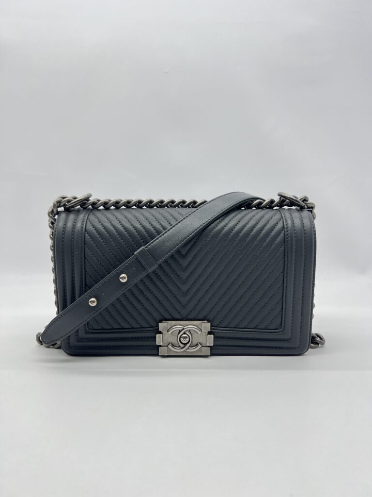Chanel Boy 25 Chevron Grey RHW