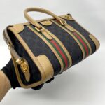 Gucci Duffle Top Handle Black Koi Beige Stripe GHW