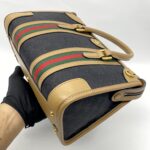 Gucci Duffle Top Handle Black Koi Beige Stripe GHW