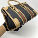 Gucci Duffle Top Handle Black Koi Beige Stripe GHW