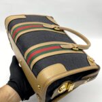 Gucci Duffle Top Handle Black Koi Beige Stripe GHW