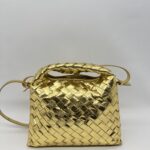 Bottega Veneta Mini Hop Intrecciato Mettalic Gold