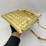 Bottega Veneta Mini Hop Intrecciato Mettalic Gold