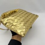 Bottega Veneta Mini Hop Intrecciato Mettalic Gold