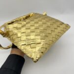 Bottega Veneta Mini Hop Intrecciato Mettalic Gold