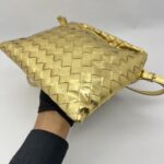 Bottega Veneta Mini Hop Intrecciato Mettalic Gold