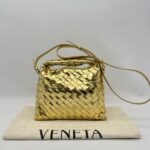 Bottega Veneta Mini Hop Intrecciato Mettalic Gold