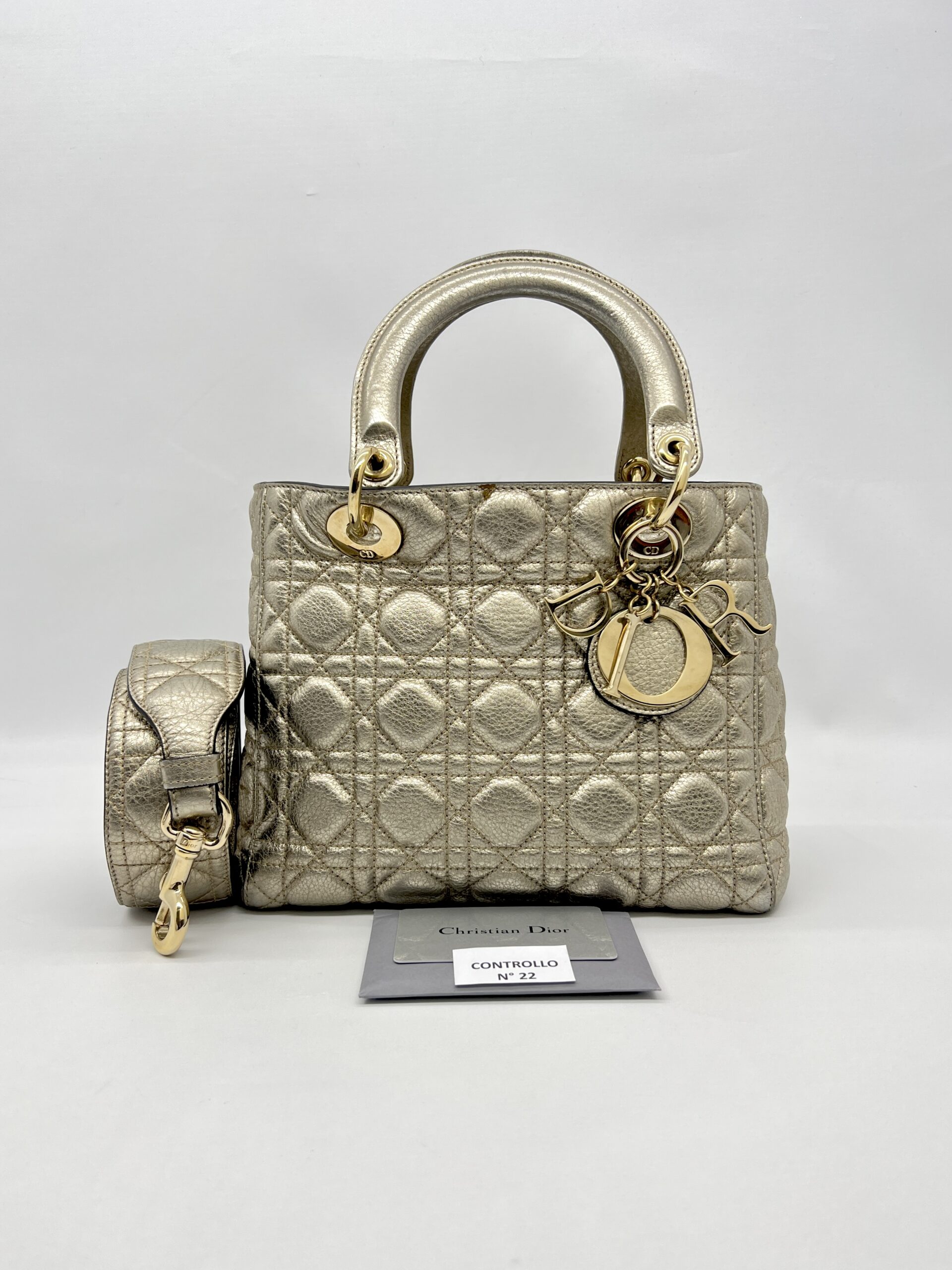 Dior Lady Dior Medium Metalic Gold GHW