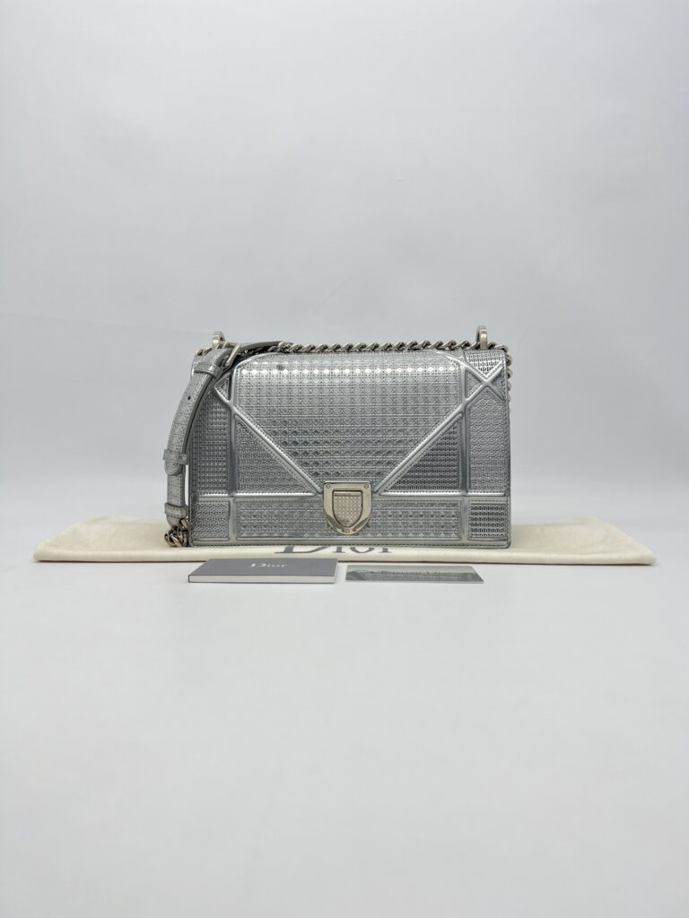 Dior Diorama Medium Metallic Silver SHW