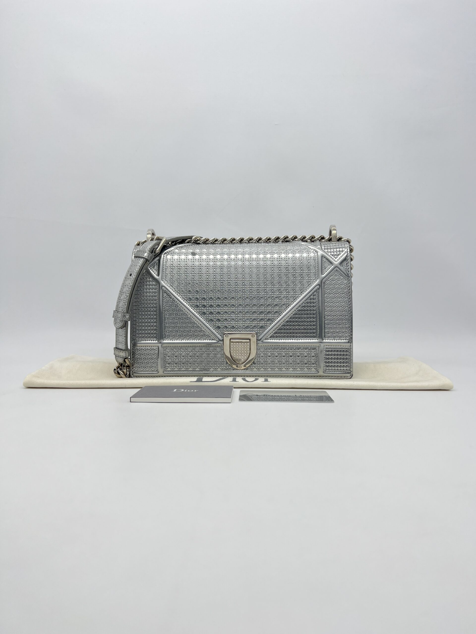 Dior Diorama Medium Metallic Silver SHW