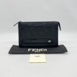 Fendi Clutch Leather FF Black