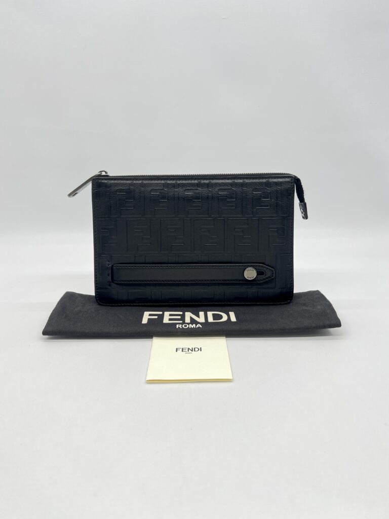 Fendi Clutch Leather FF Black